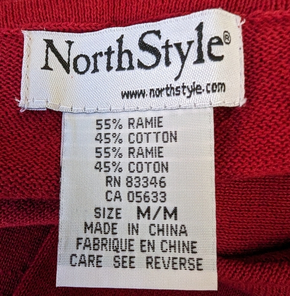 North Style Red Sweater with White Embroidered/Beaded Reindeer - Picture 4 of 4